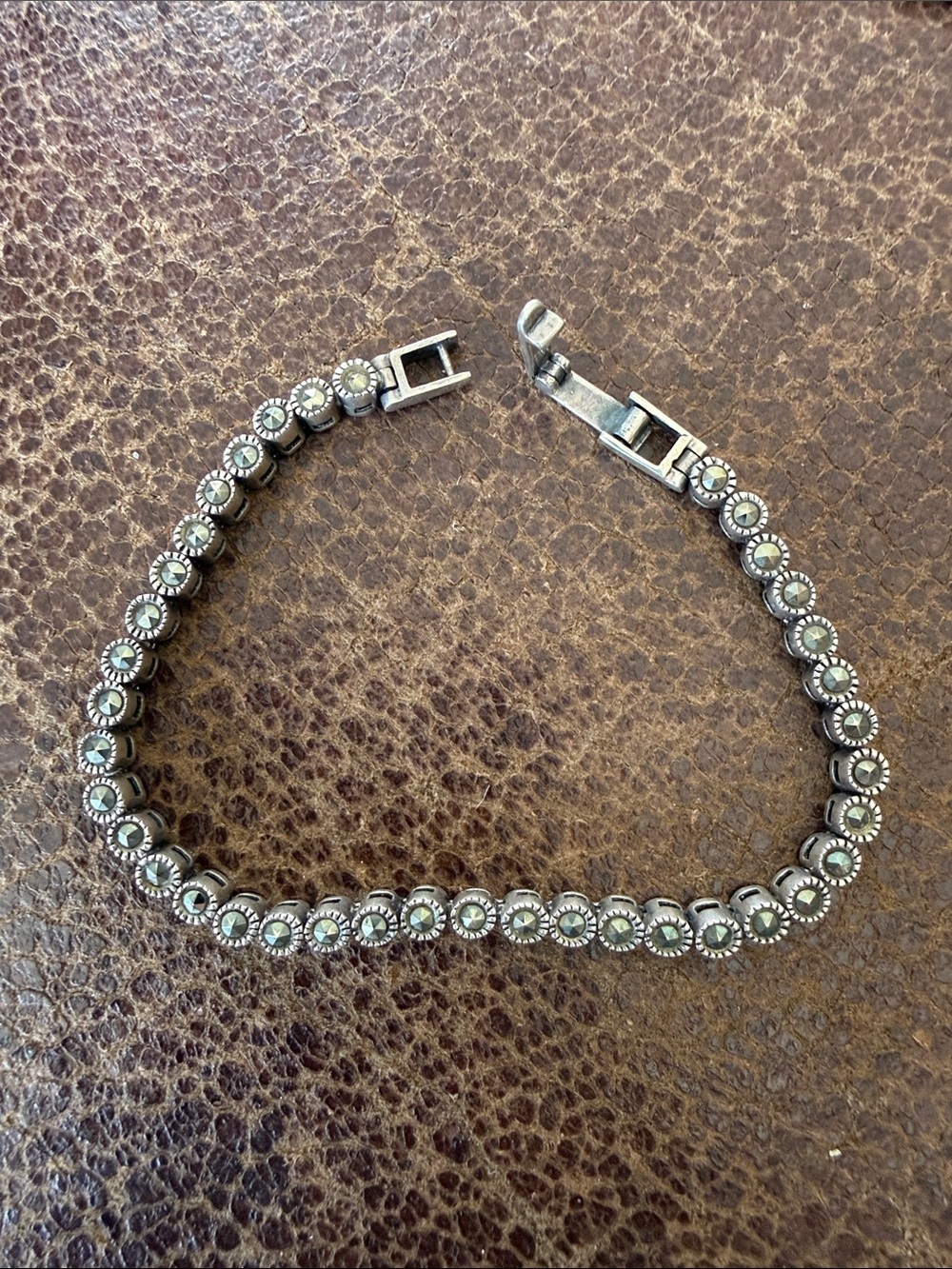 Vintage Sterling Silver 925 Marcasite Tennis Bracelet Art Deco Style
